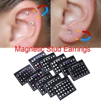 White Black Magnetic Magnet Ear Stud Easy Use Crystal Stone Stud Earrings For Women Men Earrings Clip On No Ear Hole Gift 1 Pair 1