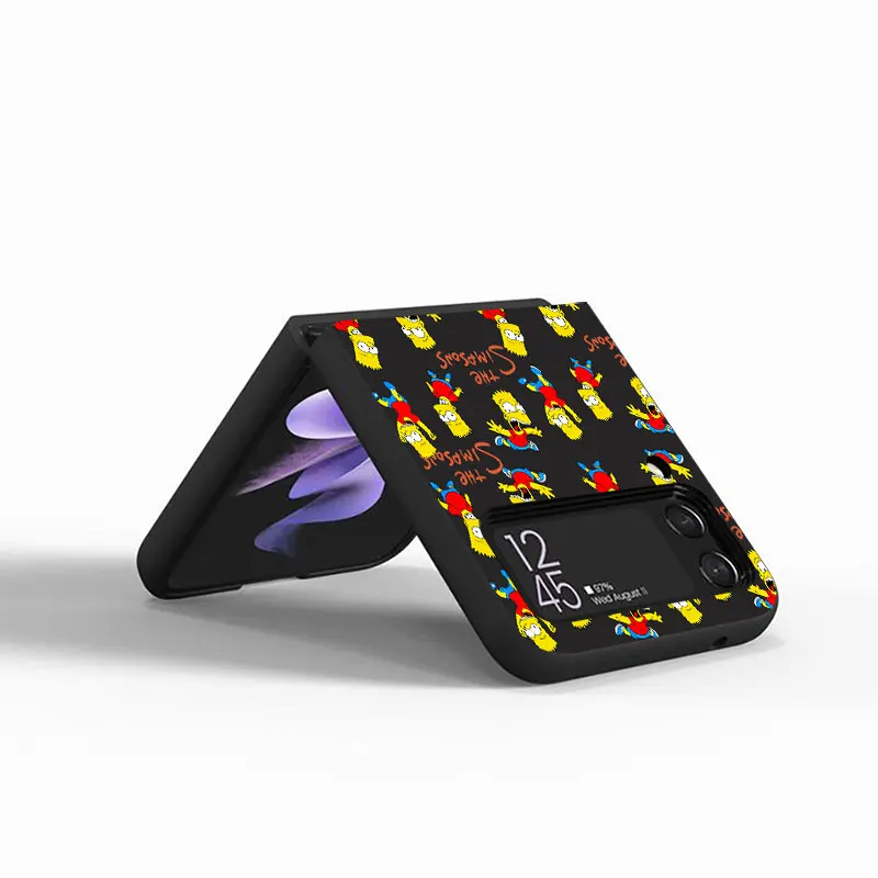 삼성 갤럭시 Z 플립 5 케이스, ZFlip4, ZFlip5 5G, ZFlip3, zFlip4, 스크래치 방지 커버, 디즈니 심슨 도너츠