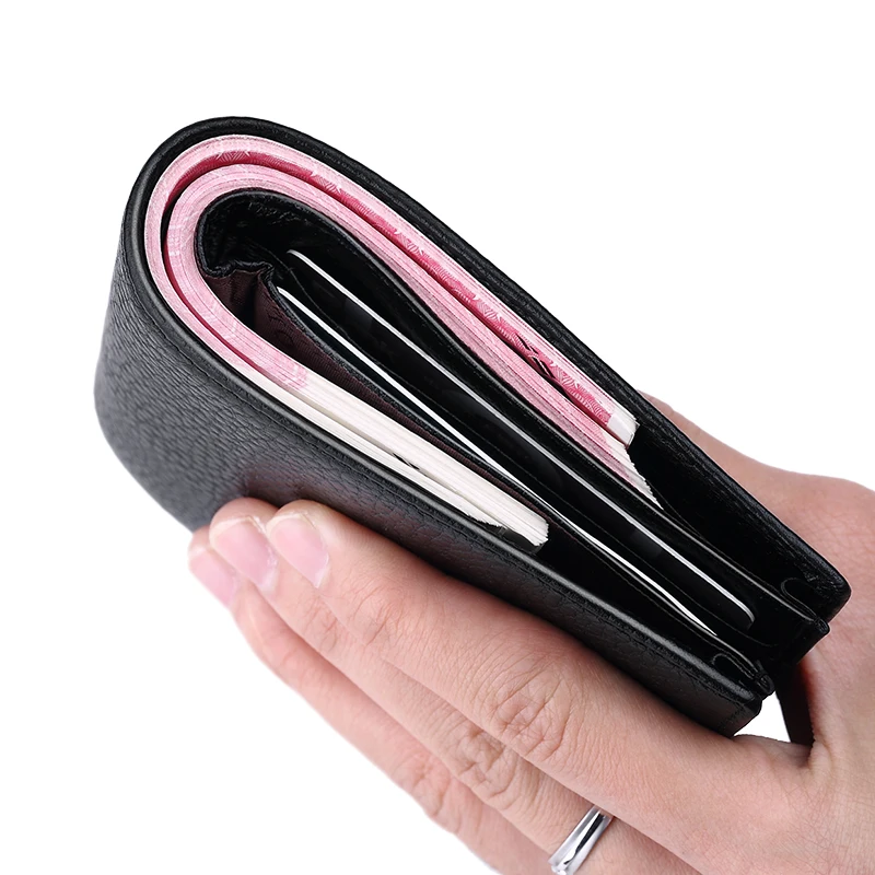Genuine Leather Men Wallets Brand Luxury RFID Bifold Standard Wallets Coin Purse Business Card Holder Wallet Luxury brand 3
