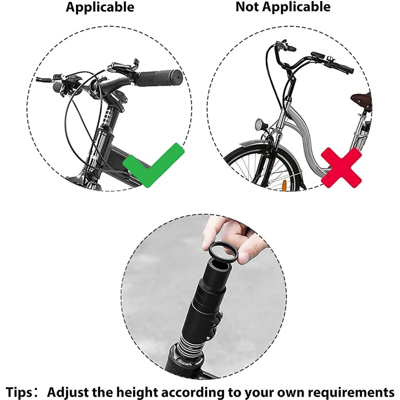 12.4cm Bicycle Handlebar Extender Fork Stem Rise Up Extension Heads Up Black Bike Fork Extender MTB Mountain Bikes Cycling Part