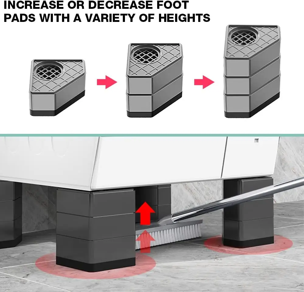 Anti Vibration Pads 4Pcs Anti Vibration Pads for Washing Machine Silent Skid Raiser Mat Universal Washing Machine Refrigerator Support Dampers Stand Washing Machine Pads Rubber Pads