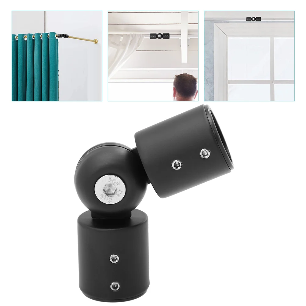 Connettore Regolabile Per Aste Tende A Gomito – Acciaio Inox 304 – Angolo 90-180° Per Finestre A Bovindo – Nero, Spazzolato O Cromato
