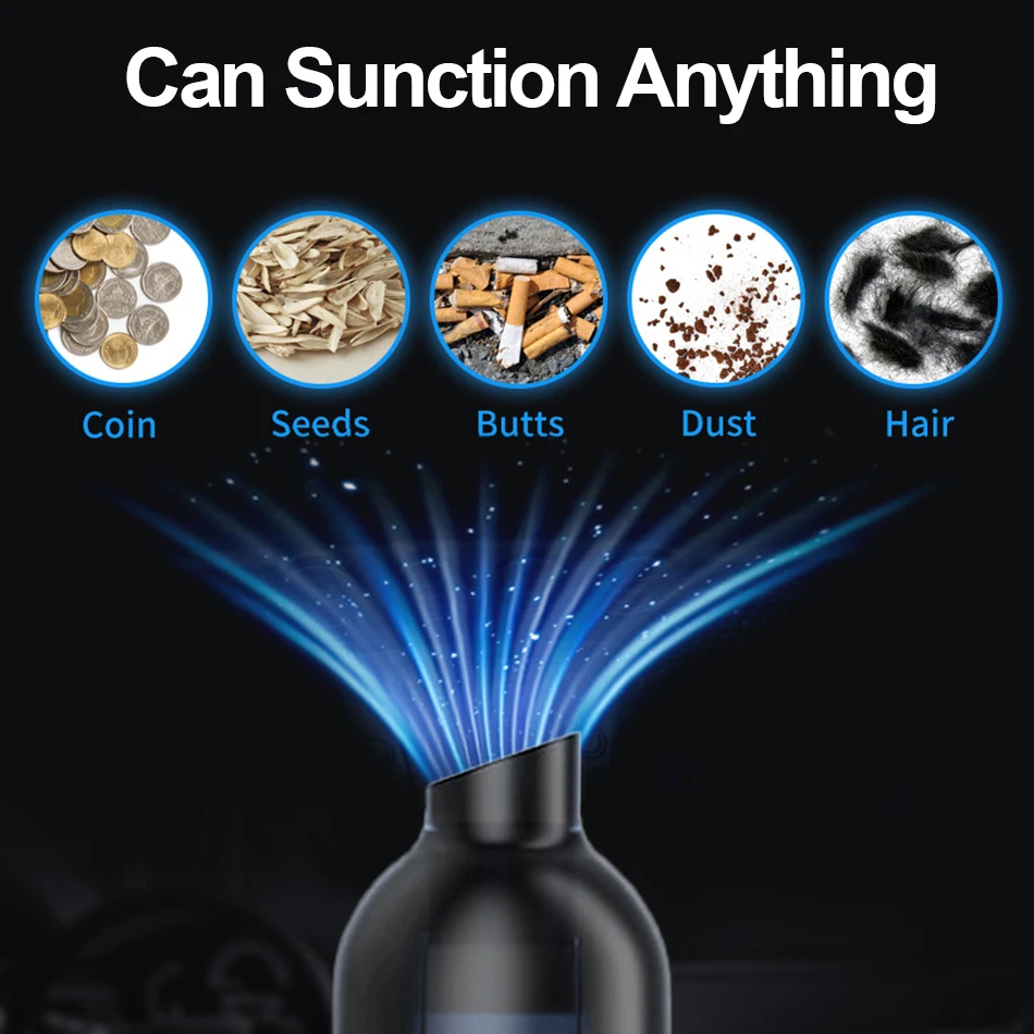 Small Portable Handheld Car Vacuum Cleaner 9000Pa High Powerful Cordless Wireless Home Carpet Vaccum Dust Catcher E-ACE