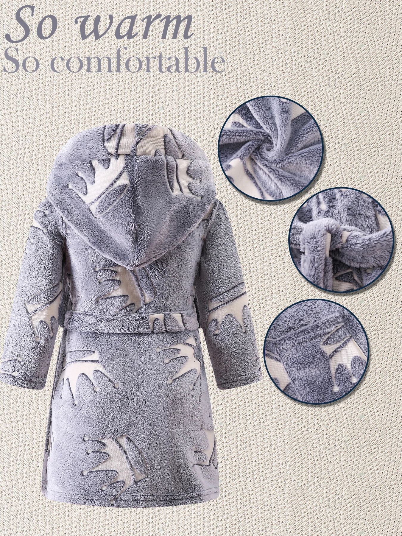 Children's Boys Luminous Crown Pattern Bathrobe Soft and Cosy Flannel Thick Warm Dressing Gown Easy To Wear Loungewear