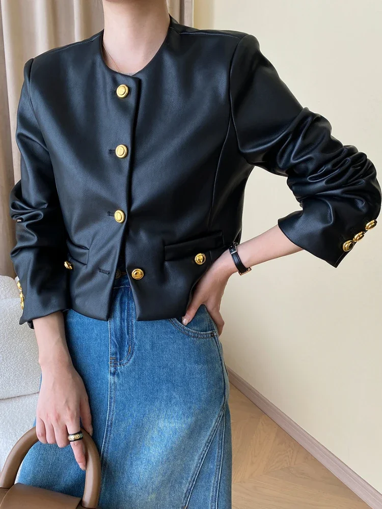 elegant-cropped-leather-jacket-for-women-spring-autumn-2024-trend-gold-buttons-design-vintage-simple-o-neck-pu-leather-coat