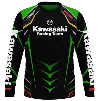 Kawasaki Abbigliamento Moto Racing Team T-shirt da uomo Manica lunga Primavera Autunno Donna Tees Camicie 2025 Uomo Sport Adulto Cool Tops 1
