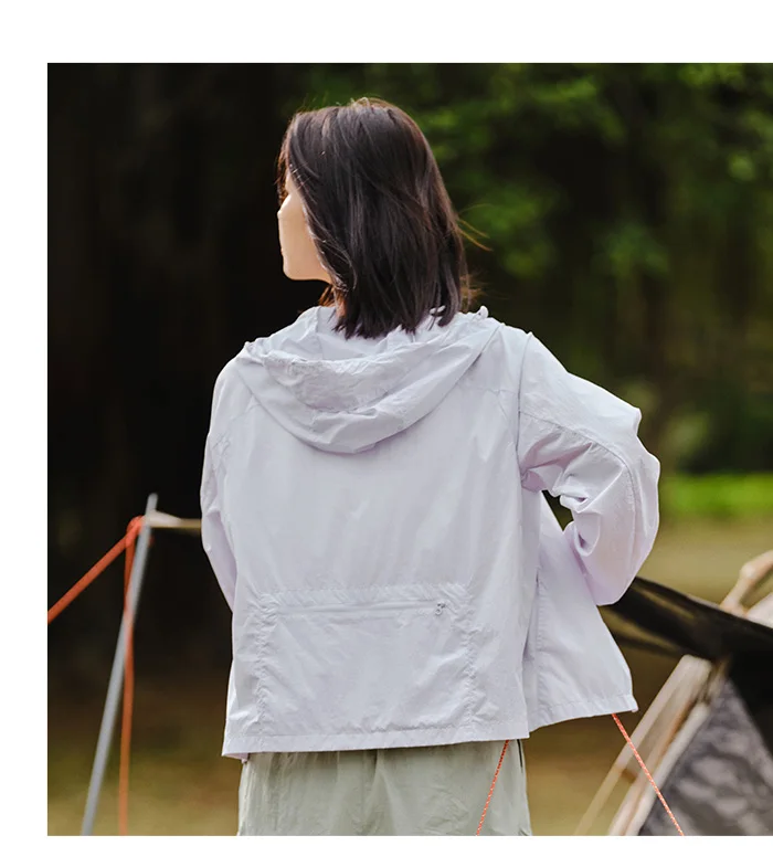 Jacket Women Splicing Mesh Hooded Jacket Loose Summer New Texture Cooling Sunscreen Clothes Hundred