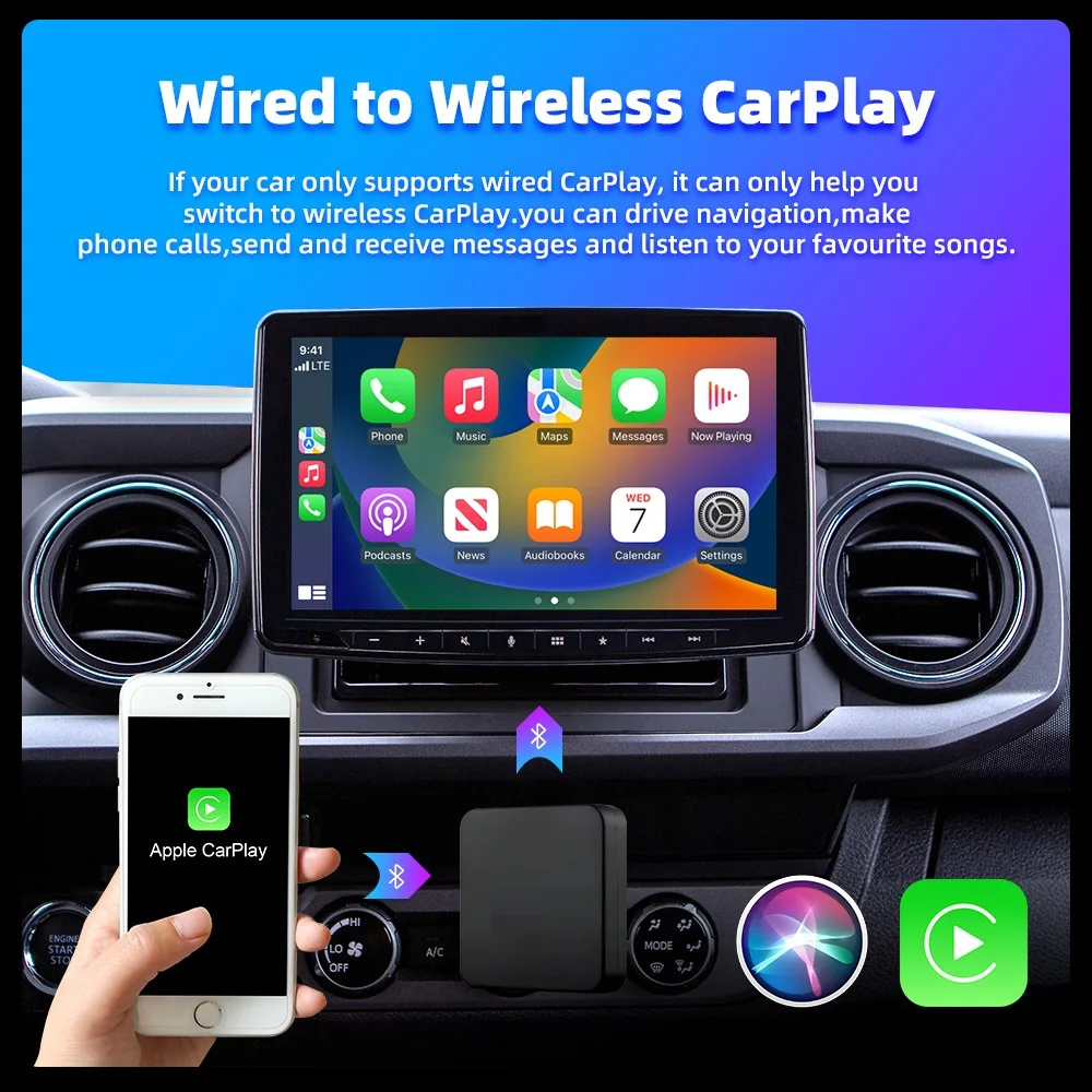 Binize Wireless Android Auto Adapter Wireless CarPlay Dongle Plug & Play Wired to Wireless For VW Toyota Peugeot Volvo Kia Mazda