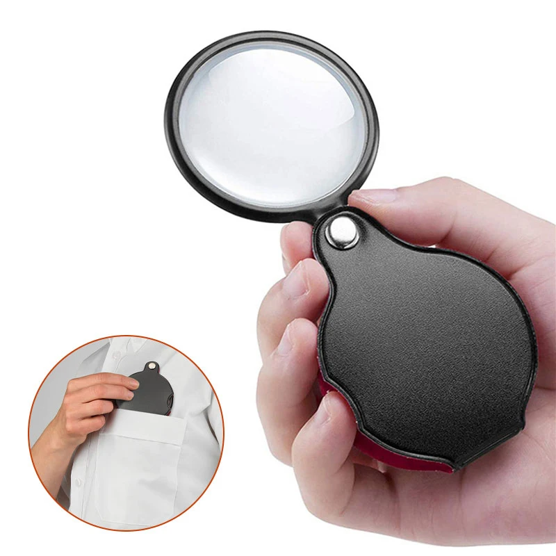 

10X Folding Magnifier Portable Handheld Magnifying Glass Lens Mini Pocket Jewelry Reading Loupe Glasses for Elderly 50/60/70mm