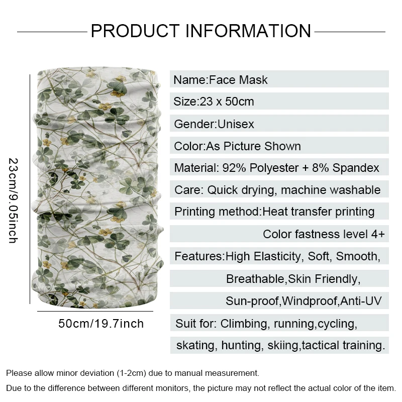 3D Visual effects Smoother Ice Silk Fabric Face Bandana Scarf Dustproof Neck Gaiter Breathable Unisex Hiking Cycling Headwear 2