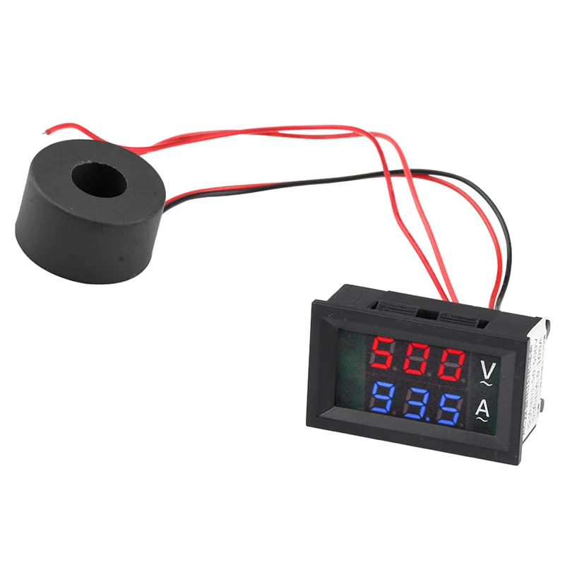 10A 50A 100A 220V 전압 전류 측정기 테스터 AC 50-500V 디지털 LCD 볼트미터 암미터 감지기 전류 변압기