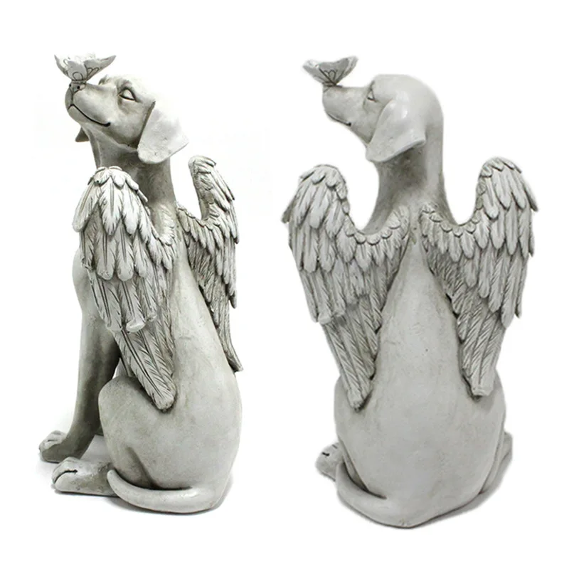 

New Angel Dog Statue Courtyard Creative Decoration Resin Pet Dog Outdoor Garden Animal Decoration