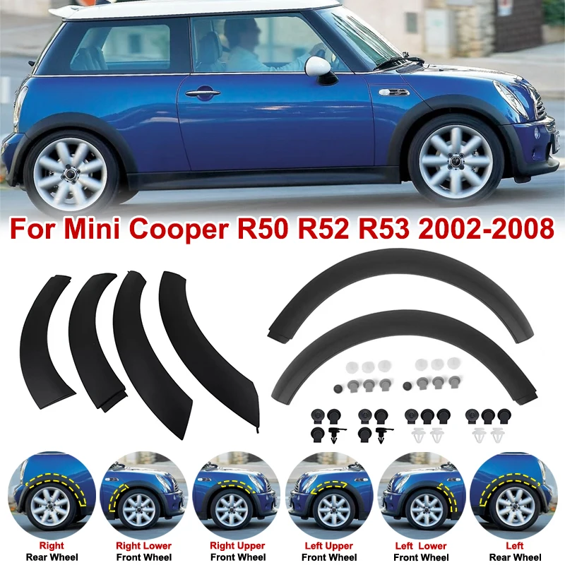 BMW 미니 쿠퍼 R50 R52 R53 2002-2008용 자동차 앞/뒤 휠 아치 트림 펜..