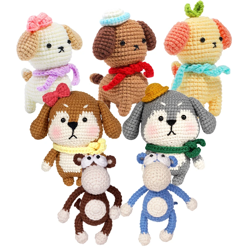 KRABALL Animal Dolls Crochet Knitting Kits Cotton Yarn Thread Instruction Beginners DIY Craft Knit Tool Set Accessories crochet kit knitting supplies knitting material knitting craft supplies