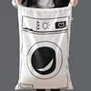 Large Cotton and Linen Laundry Bag, Toy Storage Bag, Printing Fabric, Drawstring Duffle Bag, Dirty Clothes Organizer Bags 1