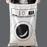 Large Cotton and Linen Laundry Bag, Toy Storage Bag, Printing Fabric, Drawstring Duffle Bag, Dirty Clothes Organizer Bags 1