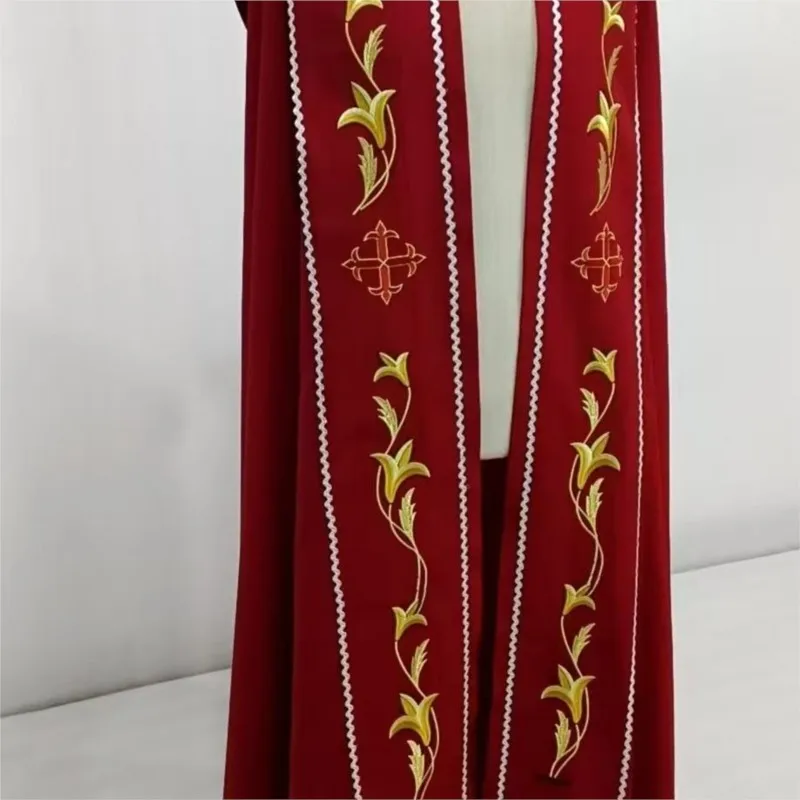 Mantello da Sacerdote Viola, Cappa da Pastore, Costume da Chiesa Cattolica, Gapi Vietnam, Costume da Spettacolo Ricamato con Cura - immagine 4
