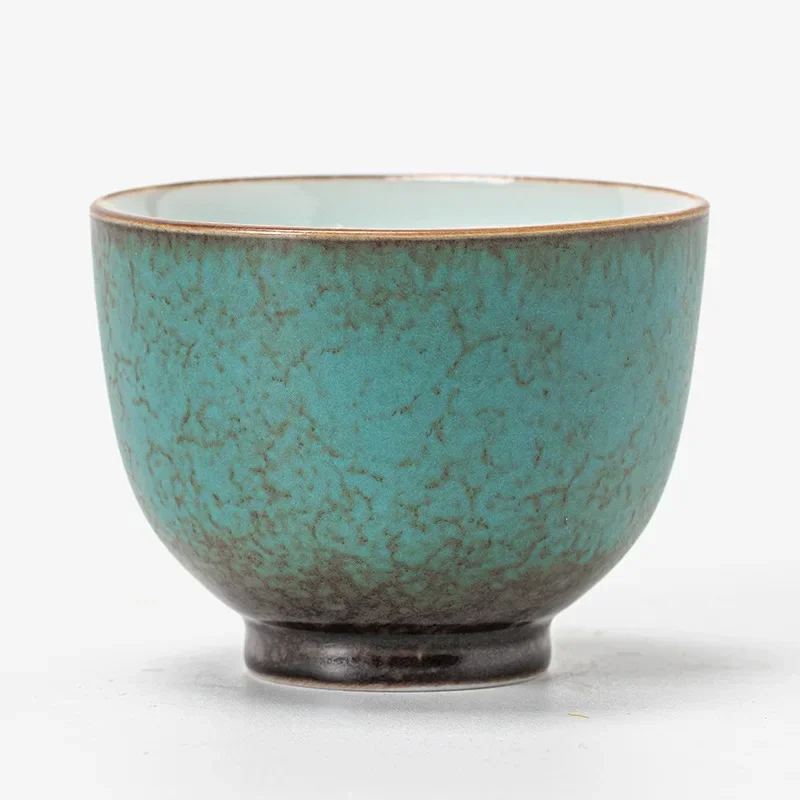 Japanese Style Teacup Vintage Ceramic Small Cup Crackle Glaze Green Retro Tea Cup Kung Fu Porcelana Chinesa Cups and Mugs