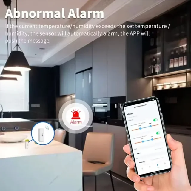 Tuya Zigbee Smart Temperature Humidity Sensor with App Control Remote Alarm Compatible with Alexa Google Home Automation Monitor 3