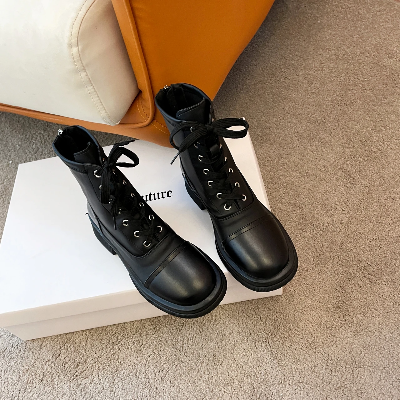 

Boots For Girl Heeled Ankle Boots Lace-Up Autumn Shoes For Women Casual women Boots Daily Footwear Size 35-40