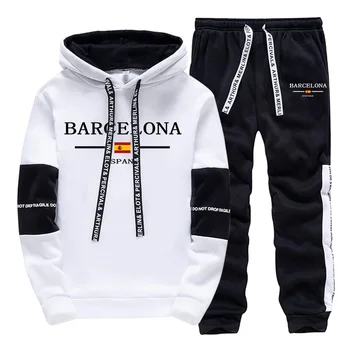 Barcelona Felpa da uomo Pantaloni sportivi Autunno Inverno Casual Sportivo Jogger Set 2025 Urban Fashion Street Style Felpa con cappuccio Abbigliamento sportivo 1