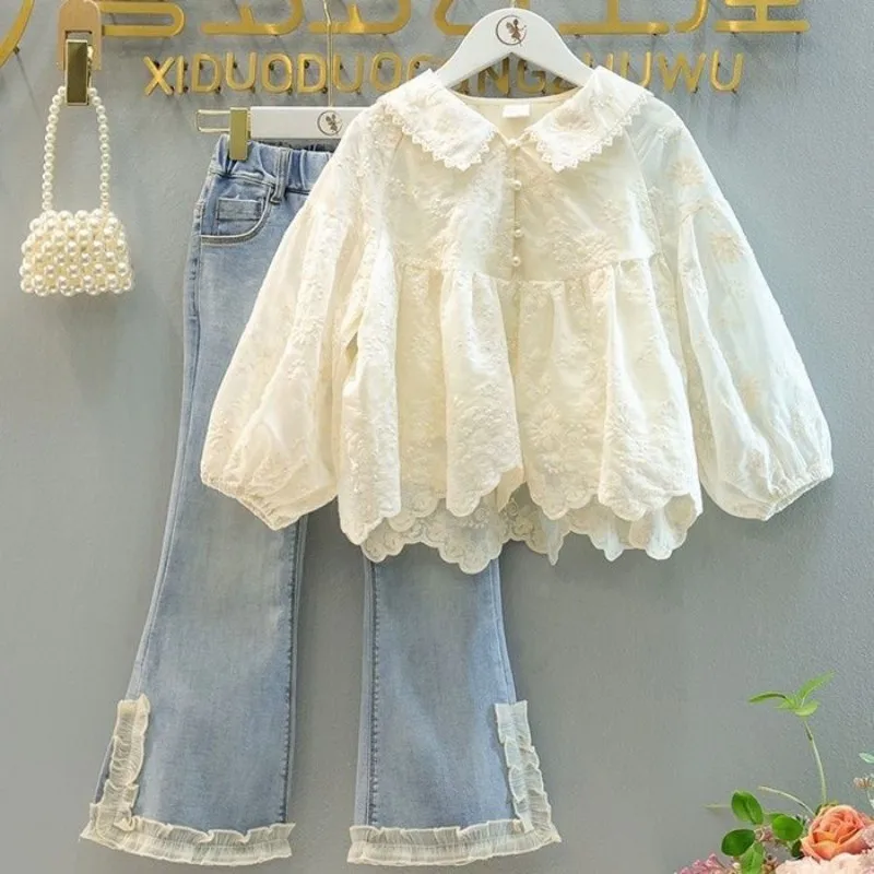 Girls Lace Jeans Set 1