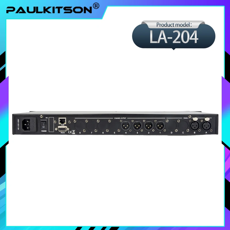 Paulkitson LA204 2 In 4 Out Professional Digital Audio Processor Speaker Management System With Fir Audio Processor 64Bit DSP