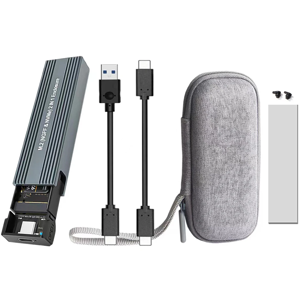 Dual Protocol M.2 SSD Enclosure M.2 NVMe to USB 3.1 Gen2 10Gbps Adapter Aluminum Reader Case with Heatsink