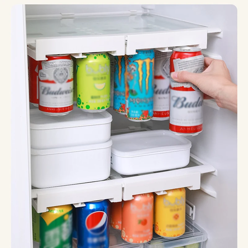 Beer Soda Can Storage Rack Refrigerator Slide Under Shelf For Soda Can Beverage Organizer Kitchen Double-row Container 5