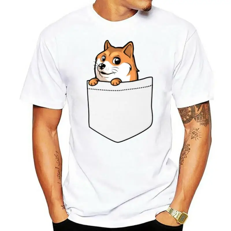 

Doge футболка с карманом Doge, Мужская футболка с карманом Doge, 100 хлопок, футболка с принтом, Пляжная развлекательная футболка 5x