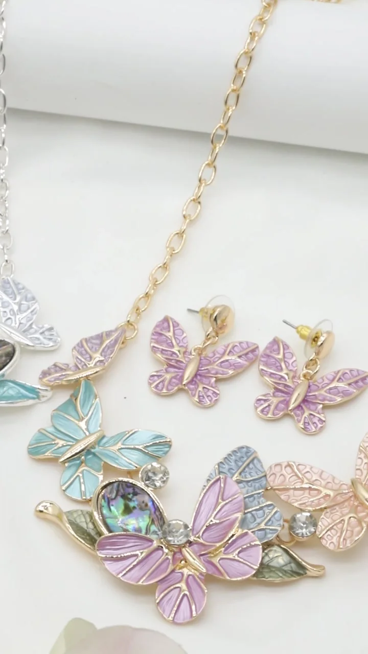 Choker con ciondolo a farfalla placcato argento: collana