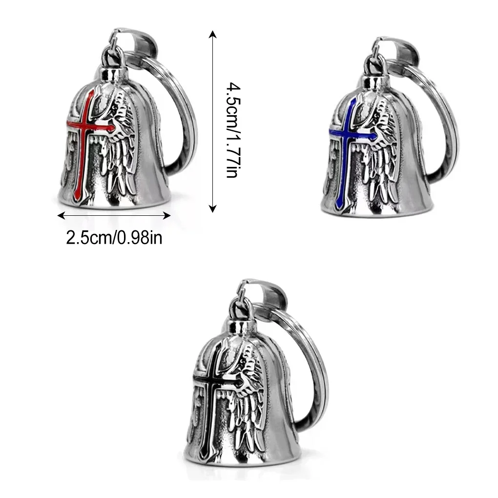 Zinc Alloy Motorcycle Angel Wings Cross Bell Pendant for Men
