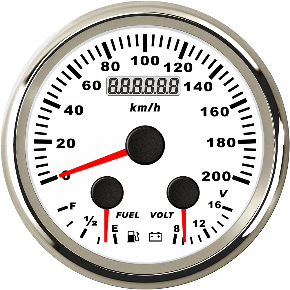 

New 85mm GPS Speedometer Odometer 60MPH 0-200kmH with Fuel Level Voltmeter Red Backlight for Car Boat Universal
