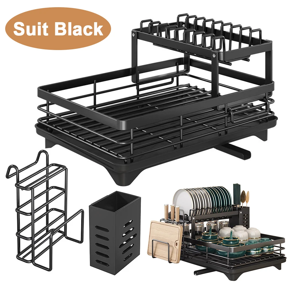 Dish Drying Rack Carbon Steel Sink Organizer Dish Racks Cutlery Storage Holder for Kitchen Storage Counter Organizer