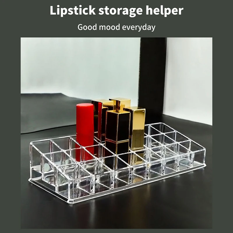24 Lattices Acrylic Lipstick Organizer Lip Gloss Container Nail Polish Storage Box Makeup Display Rack 5