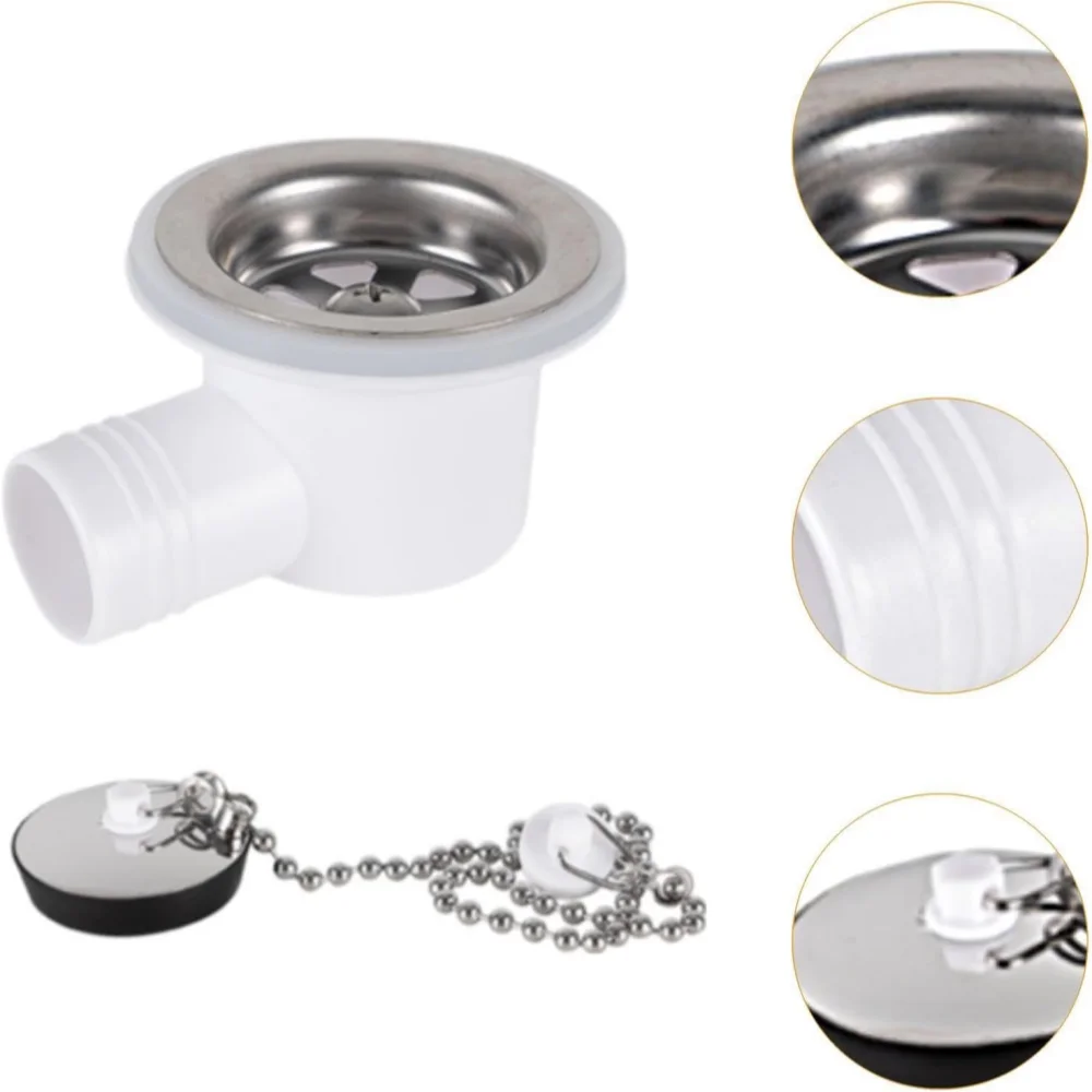 Sink Waste Drain Plug Hole Angle Fitting Stainless Steel Easy Installation Replaces for Motorhome Boat without Tube