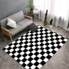 Simple Black White Checkerboard Carpet for Living Room Anti-slip Bedroom Bedside Sofa Area Rug Large Size Indoor Floor Mat 1