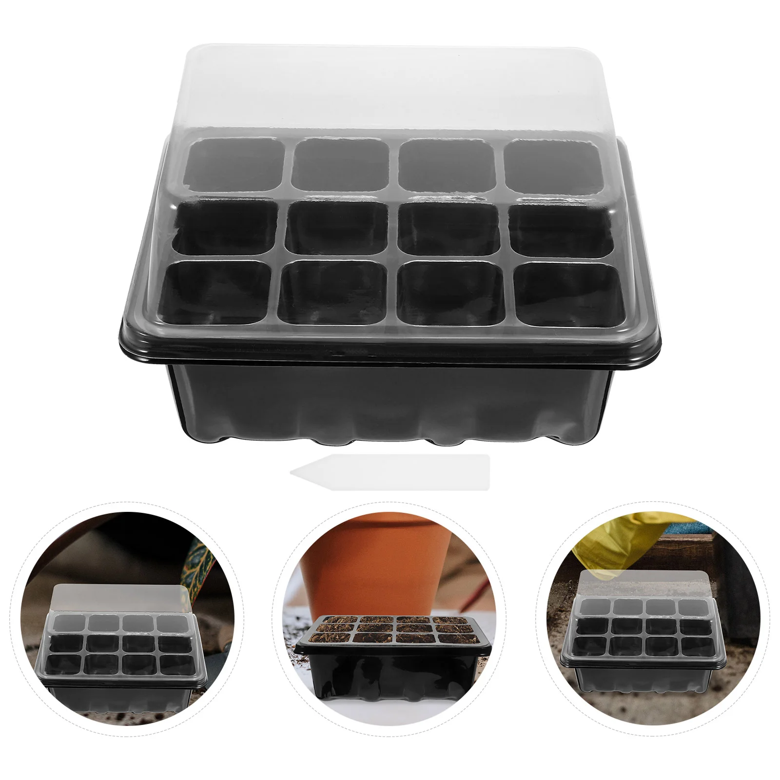 

1 Set Plastic 12-holes Nursery Boxes Starter Trays Planting Box Plastic Starter Tray