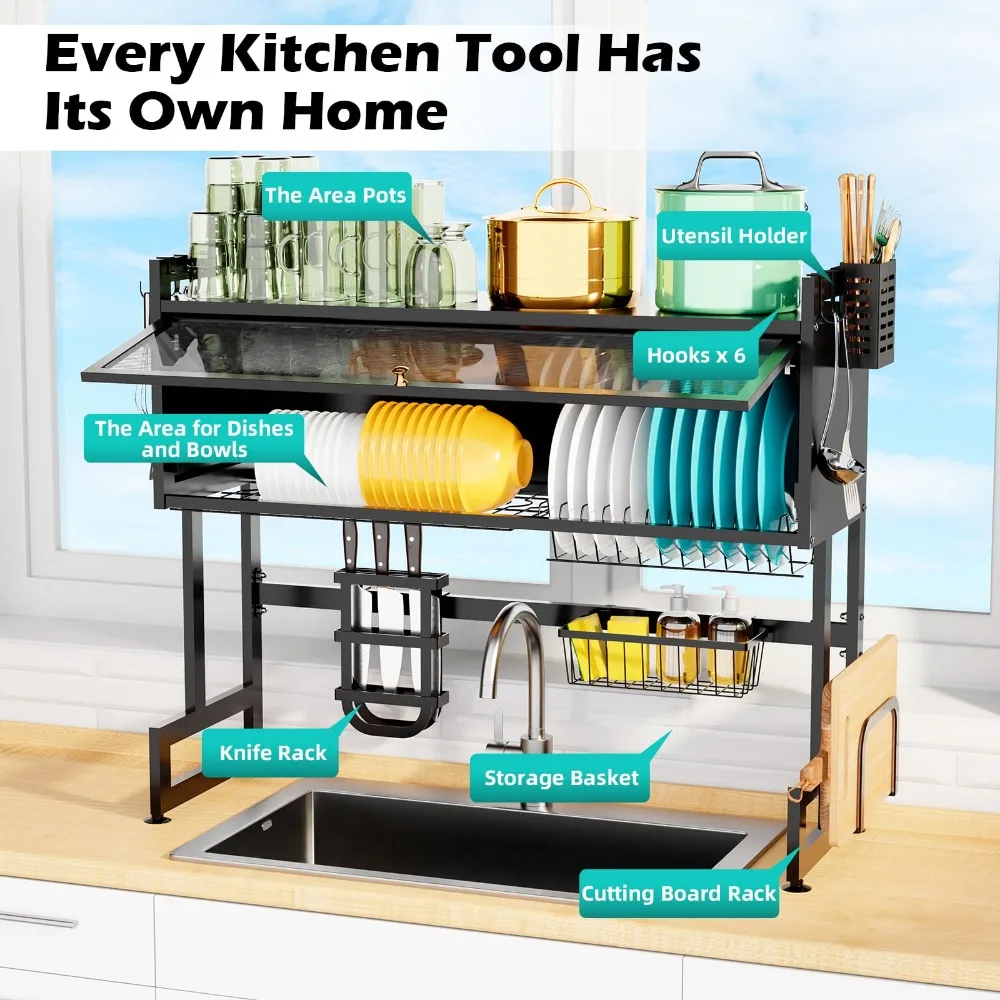 Dish Drying Rack Kitchen Over The Sink Drying Rack Adjustable Stainless Steel Bowls And Cutlery Drainers Organizer For Kitchen 4