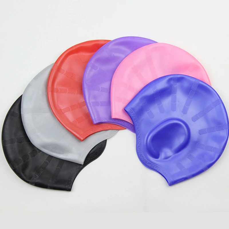 Adults High Elastic Swimming Caps Men Women Waterproof Swimming Pool Cap Protect Ears Long Hair Large Silicone Diving Hat 3