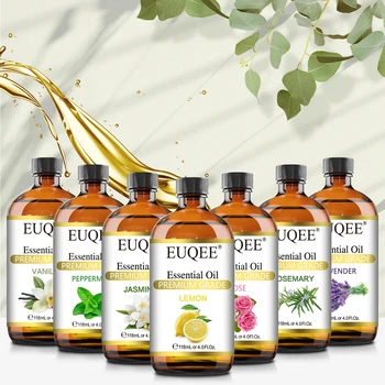 EUQEE 118ML Jasmine Eucalyptus Vanilla Peppermint Essential Oils with Glass Dropper|Aromatherapy, Humidifier,DIY Soap Aroma Oils 1