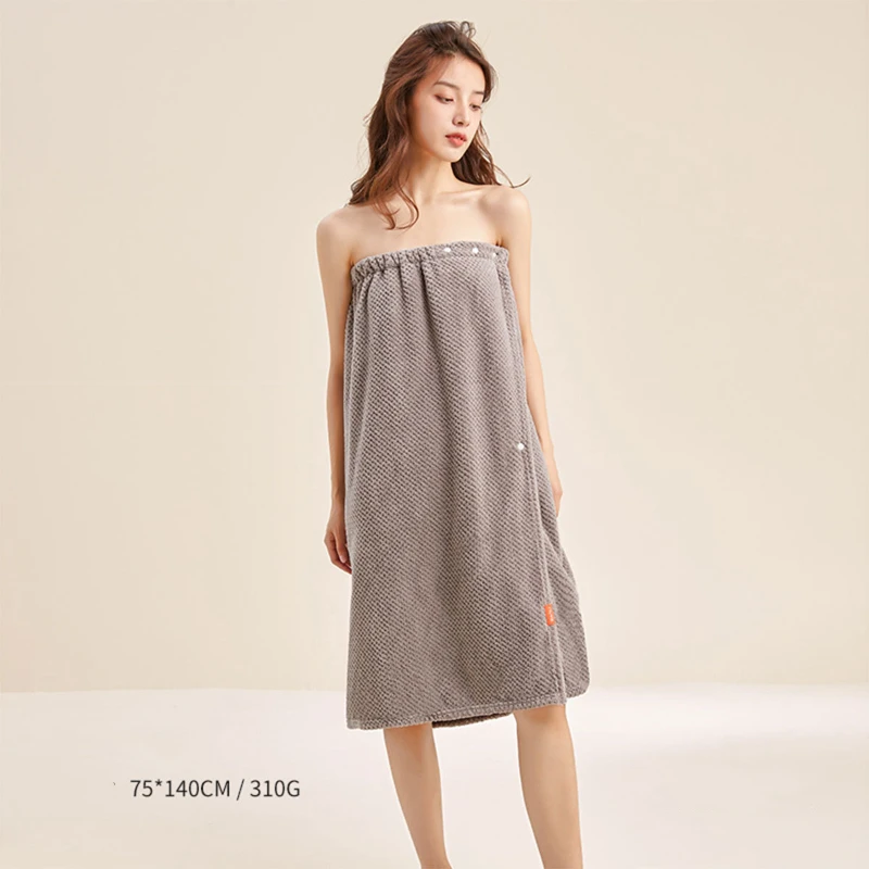 Coral Velvet Can Wear Bath Towel Female Pineapple Check Bathrobe Medium Long Loungewear Absorbent Beauty Salon Nightdress