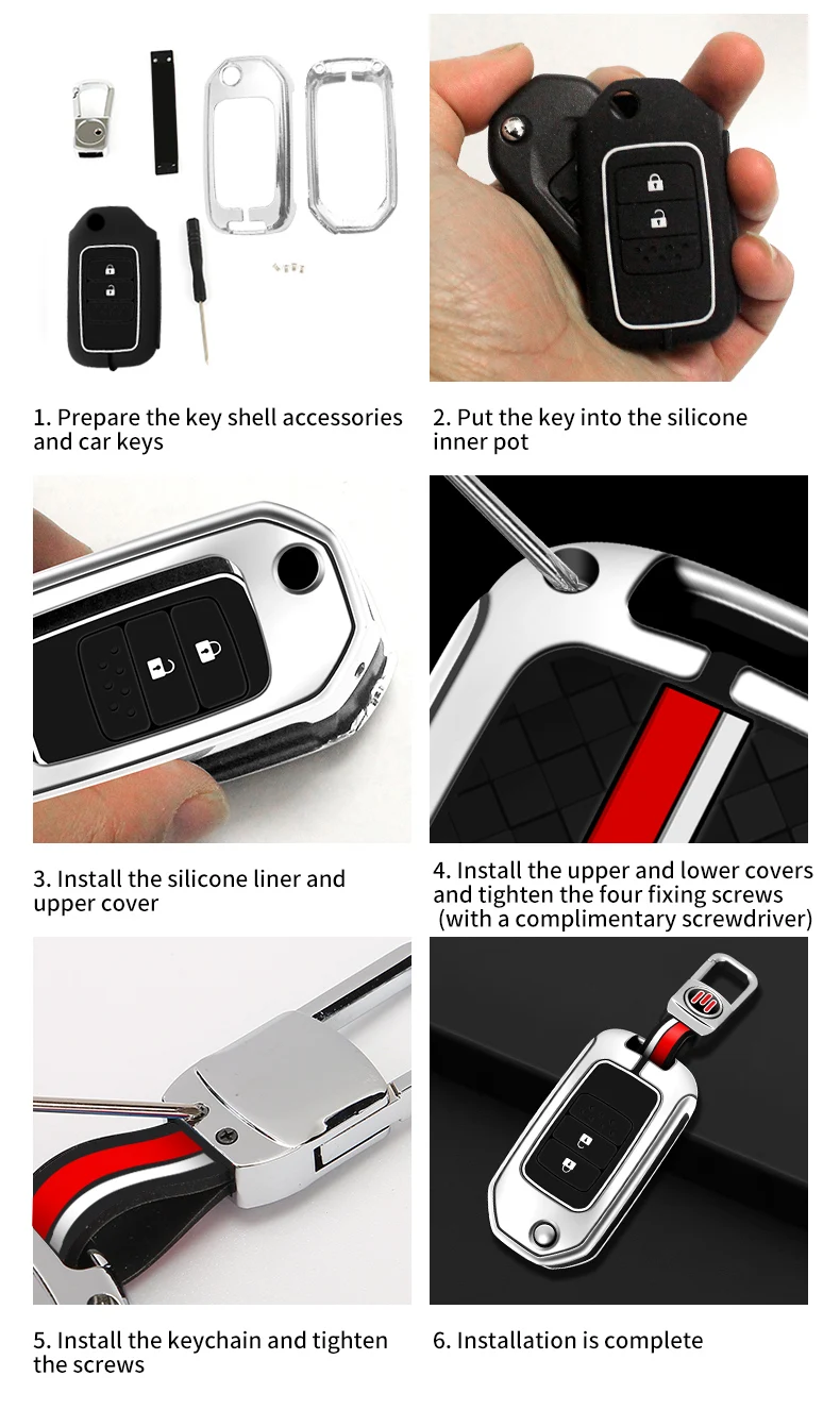 Custodia per chiave a distanza per auto in metallo Shell Fob per Honda Civic CRV CR-V HRV Accord Crider Odyssey Fit Pilot Protector Bag accessori - S65299f5131e844bab052e6dd2f8518a9R