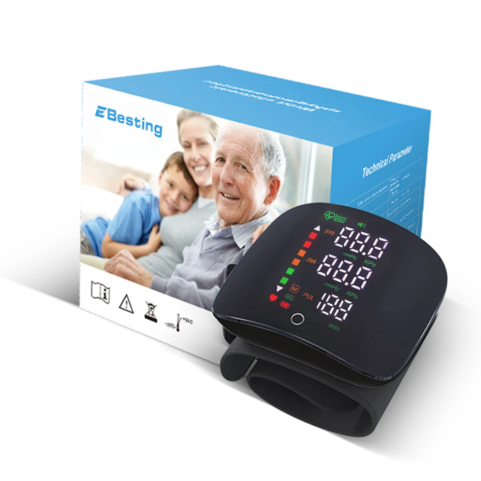 Wrist Blood Pressure Monitor Sphygmomanometer Voice Broadcast Tonometer