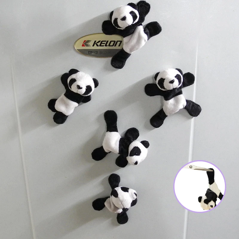 귀여운 부드러운 봉제 팬더 냉장고 자석 스티커, 동물 만화 벽 스티커, 어린이 장난감 기념품 선물, 홈 데코, 1 개