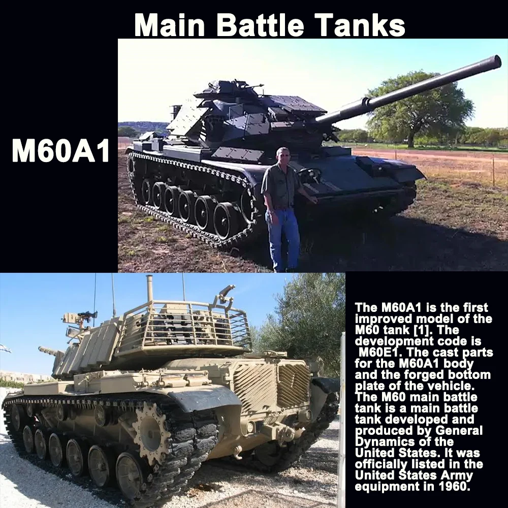 23.6" inch Remote Control Heavy Tank USA M60A1 RC Battle War Military Vehicle Smoke  Device Shooting Sound Effect Collection 2