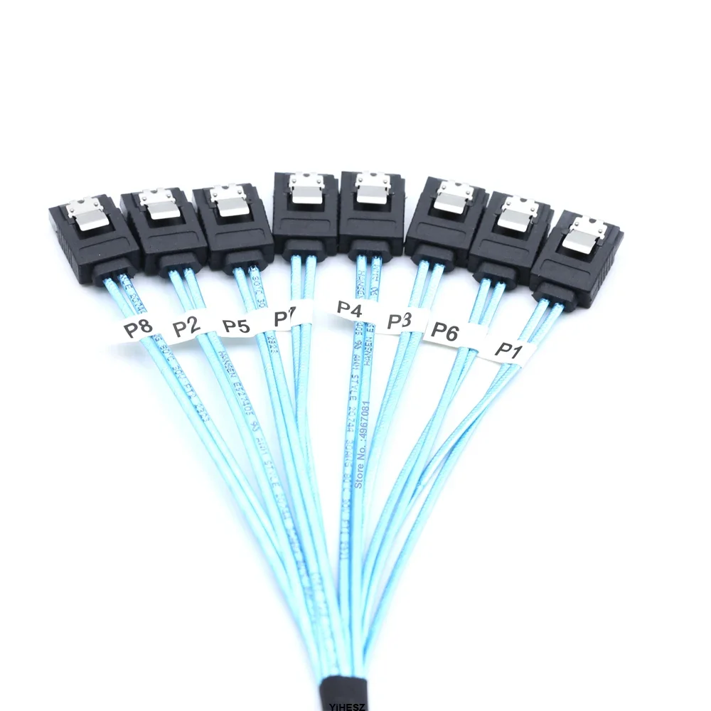 4/6/8 Pcs SATA Cable Set 4/6/8 Set SATA 3.0 Cable PC SATA Cabl SAS 7Pin 6Gbps Data Cable for Hard Disk SSD Drive NAS Server Host 4