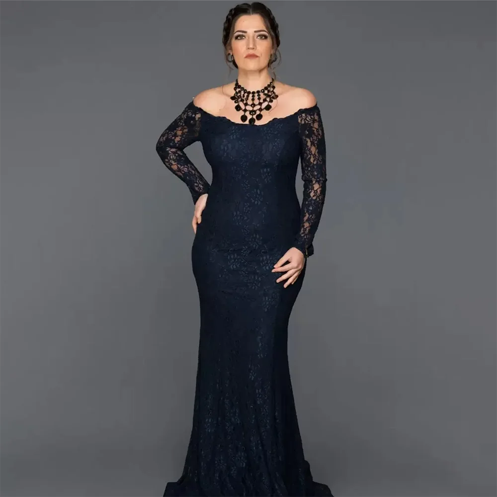 

Luxury Off The Shoulder Long Sleeve Floor Length Wedding Guest Formal Evening Gowns Elegant Mermaid Mother Of The Bride Dresses