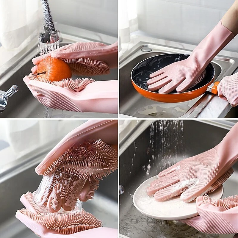 Silicone Multifunctional Dishwashing and Cleaning Gloves with Heat Insulation