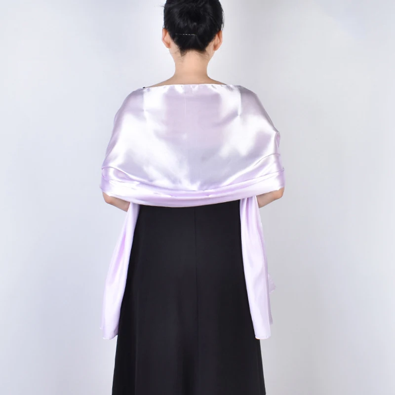 Fashion Satin Evening Dress Neck Guard Long Silk Scarf Sunscreen Beach Cape Women Winter Thin Tassel Party Cloak Warm Shawl V87 4